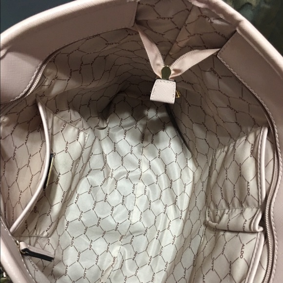 Aldo blush color chunky gold chain handles handbag - Picture 4 of 8